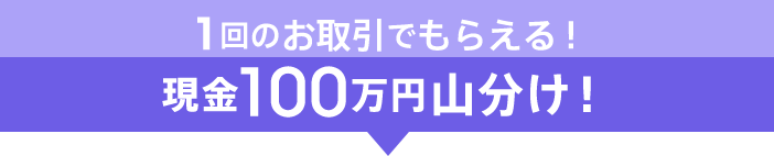 1回のお取引でもらえる!現金100万円山分け!