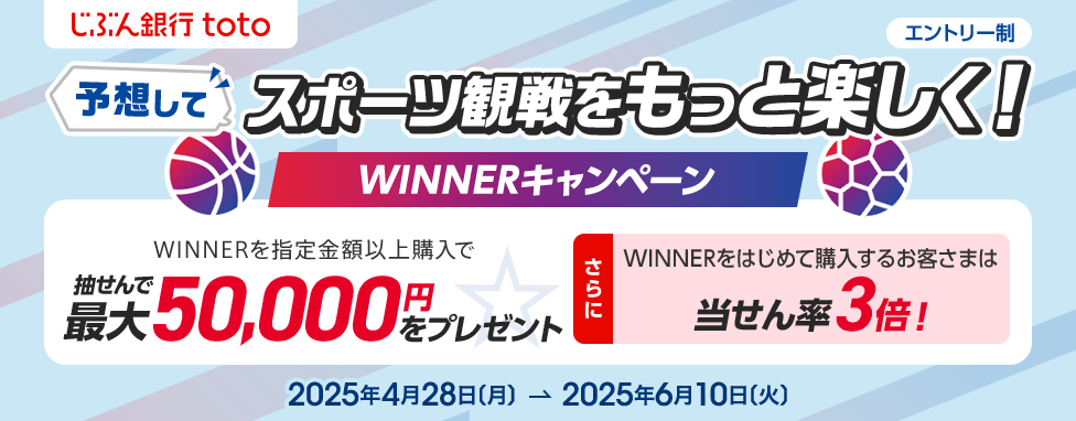 じぶん銀行toto 予想してスポーツ観戦をもっと楽しく！ WINNERキャンペーン