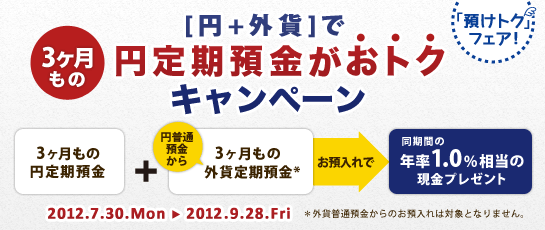 【円+外貨】で円定期預金がおトクキャンペーン 【円+外貨】で円定期預金がおトクキャンペーン