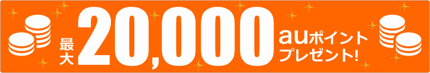 最大20,000auポイントプレゼント! 最大20,000auポイントプレゼント!