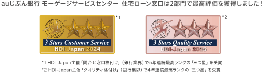 auじぶん銀行 モーゲージサービスセンター 住宅ローン窓口は2部門で最高評価を獲得しました！
